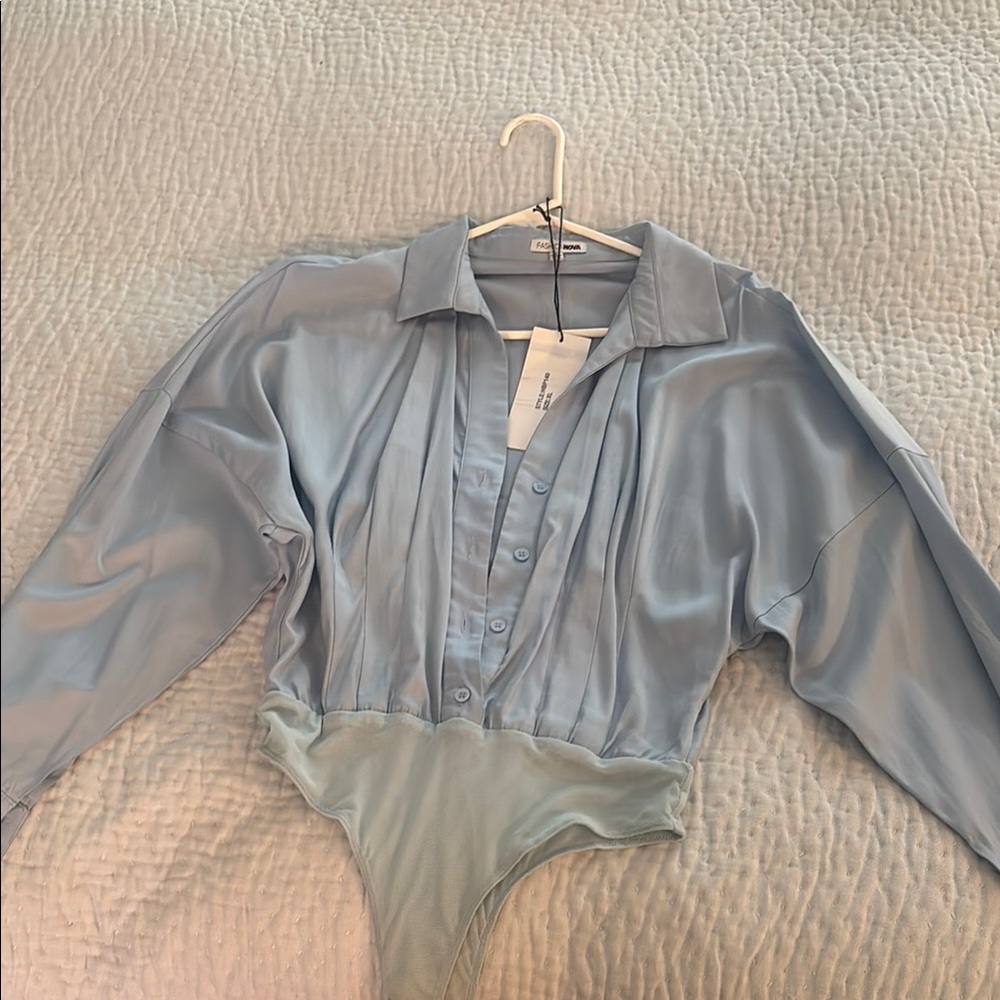 Light Blue Satin Bodysuit